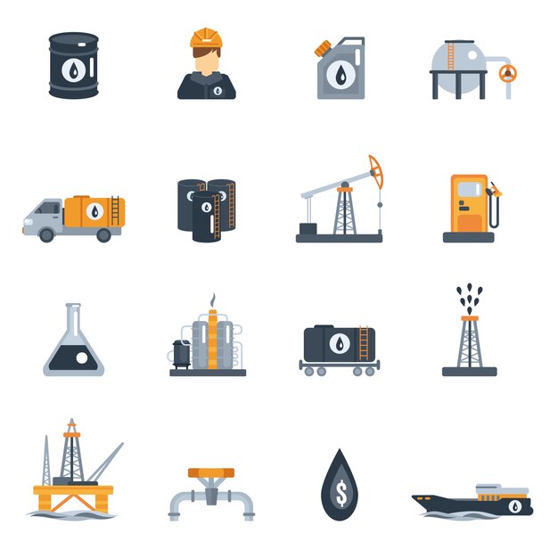 Icono plana de la industria del petróleo
