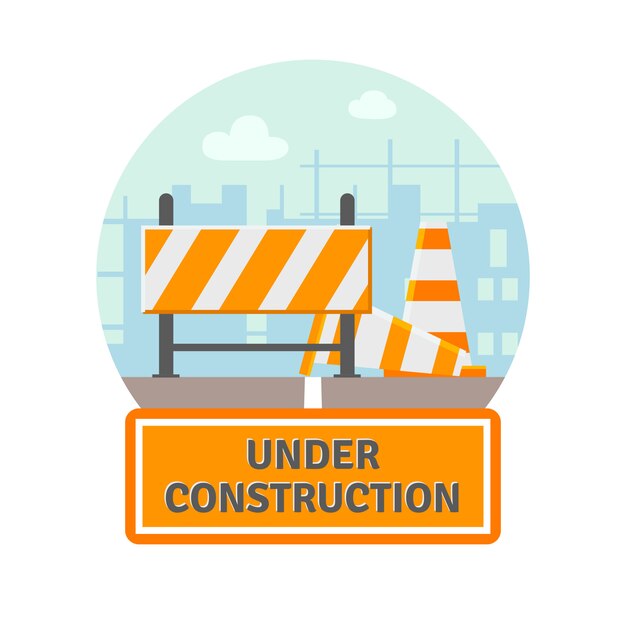 Bajo el icono plano de construcción