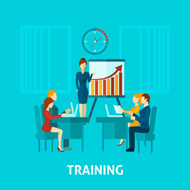 Icono plano de formación empresarial