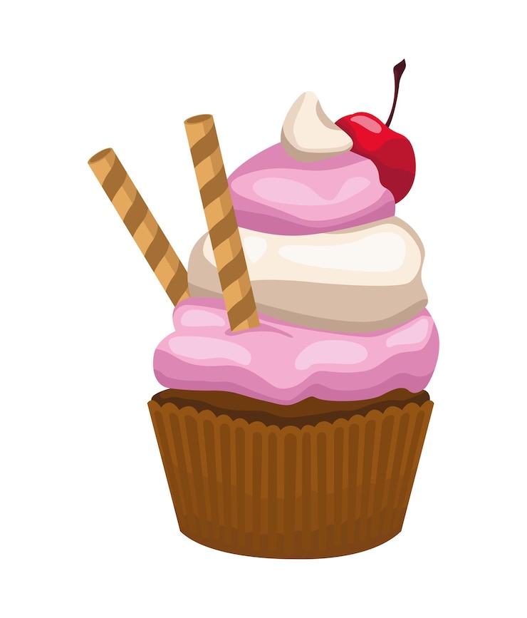 Vector gratuito icono de producto de pastelería dulce cupcake