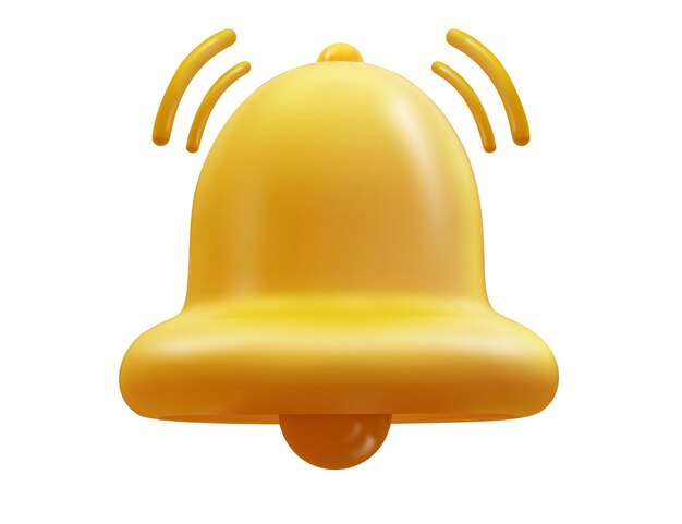 Icono realista de campana de notificación 3d aislado sobre fondo blanco Elemento de medios sociales vectoriales