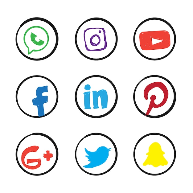 Vector gratuito icono de redes sociales dibujados a mano