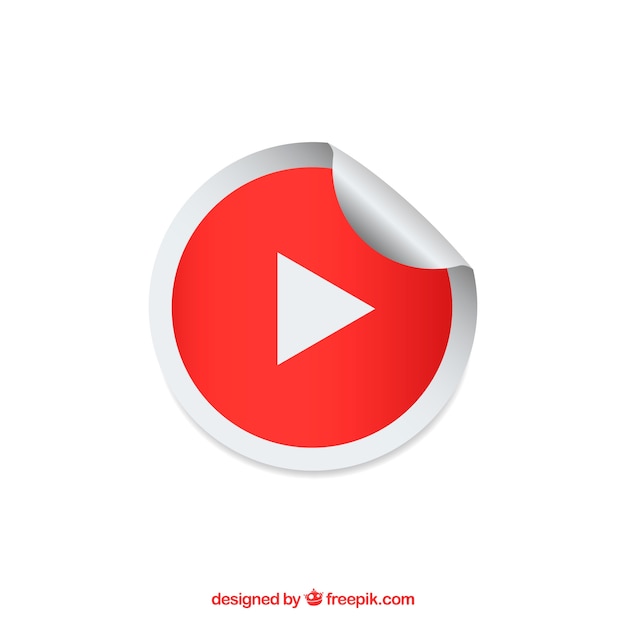 Vector gratuito icono de reproductor de youtube con diseño plano