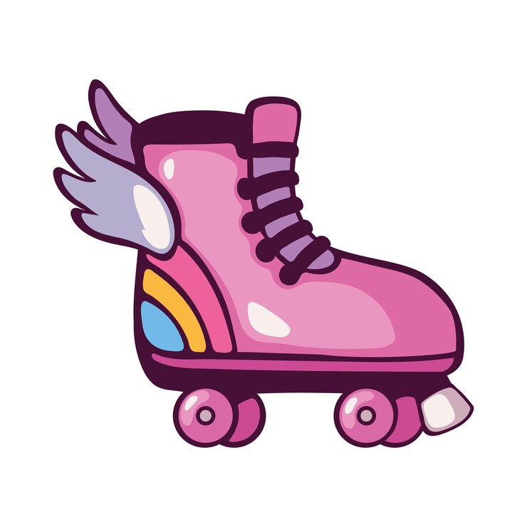 Vector gratuito icono retro del arte pop del patín rosa aislado