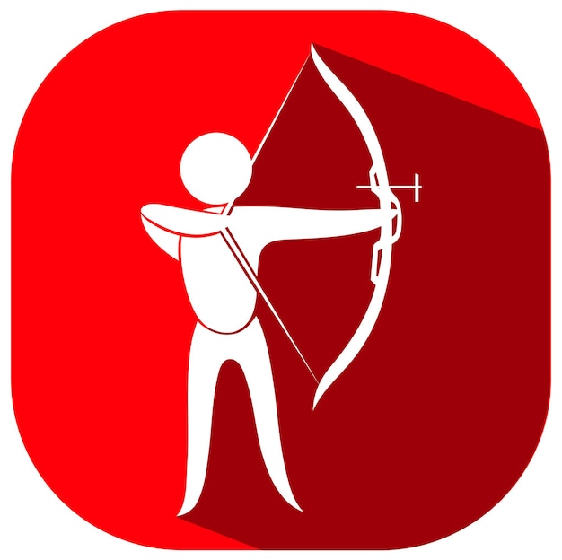 Icono rojo de tiro con arco