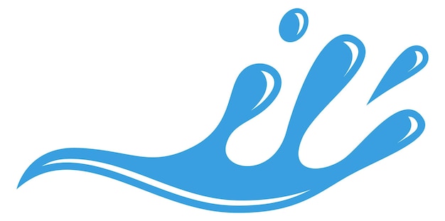 Icono de salpicadura azul flujo de agua con gotas logotipo de fluido Vector Premium 