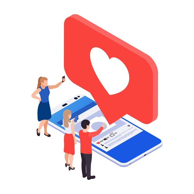 Icono de smm de redes sociales con imagen 3d del teléfono inteligente y notificación similar