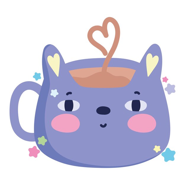 El icono de la taza de café kawaii está aislado