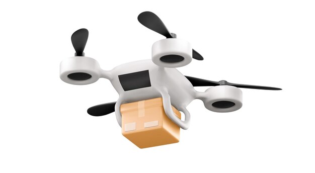 Icono de la tecnología de entrega de paquetes de drones no tripulados en 3D