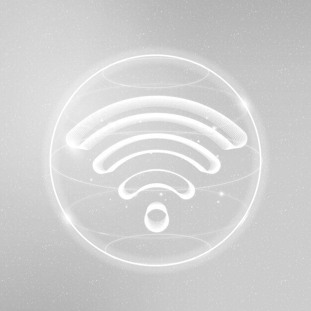 Icono de tecnología de internet inalámbrico en blanco sobre fondo degradado