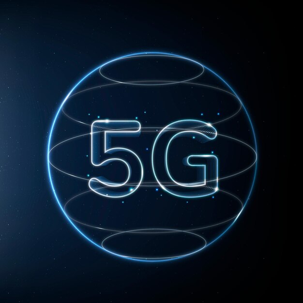 Icono de tecnología de red 5g en azul sobre fondo degradado