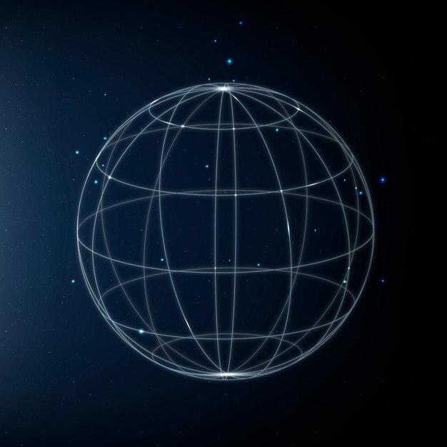 Icono de tecnología de red global en azul sobre fondo degradado