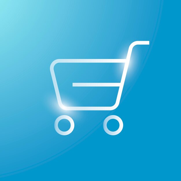 Icono de tecnología de vector de carro de compras en plata sobre fondo degradado