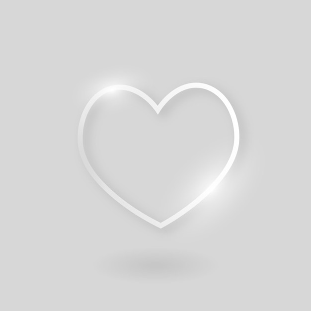 Icono de tecnología de vector de corazón en plata sobre fondo gris