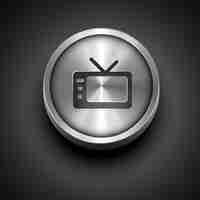 Vector gratuito icono de televisión metálico