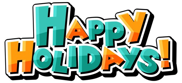 Icono de texto de felices fiestas sobre fondo blanco