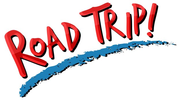 Icono de texto de viaje por carretera sobre fondo blanco
