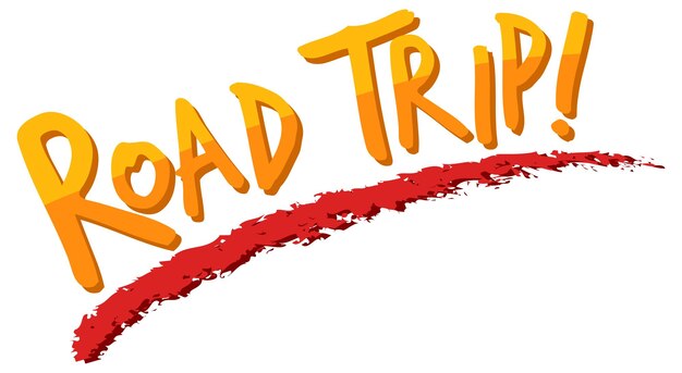 Icono de texto de viaje por carretera sobre fondo blanco