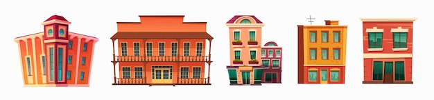 Icono de tienda de casa de dibujos animados de vector de edificio de ciudad retro