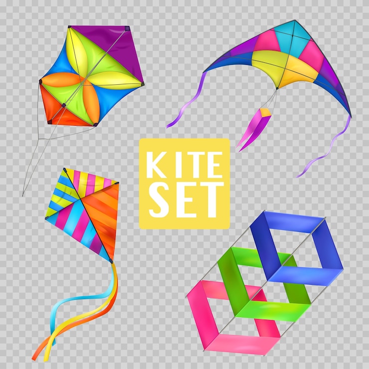 Vector gratuito icono transparente de cometa realista aislado de color con diferentes estilos y colores ilustración vectorial