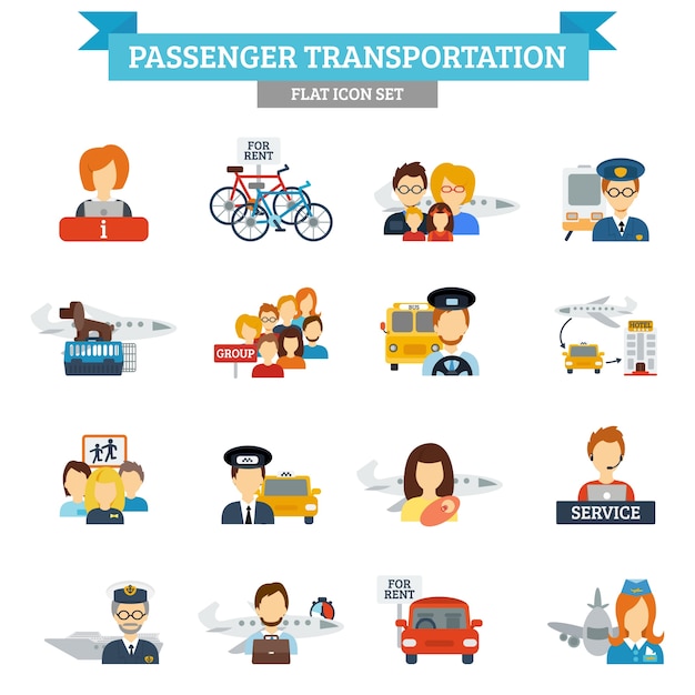 Icono de transporte de pasajeros plano