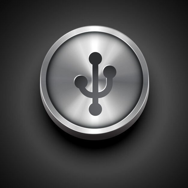 icono de usb metálico