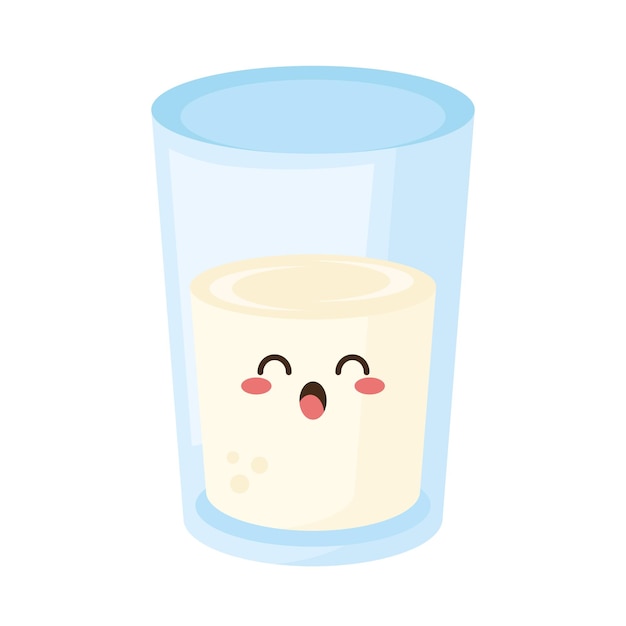 Icono de vaso de leche kawaii