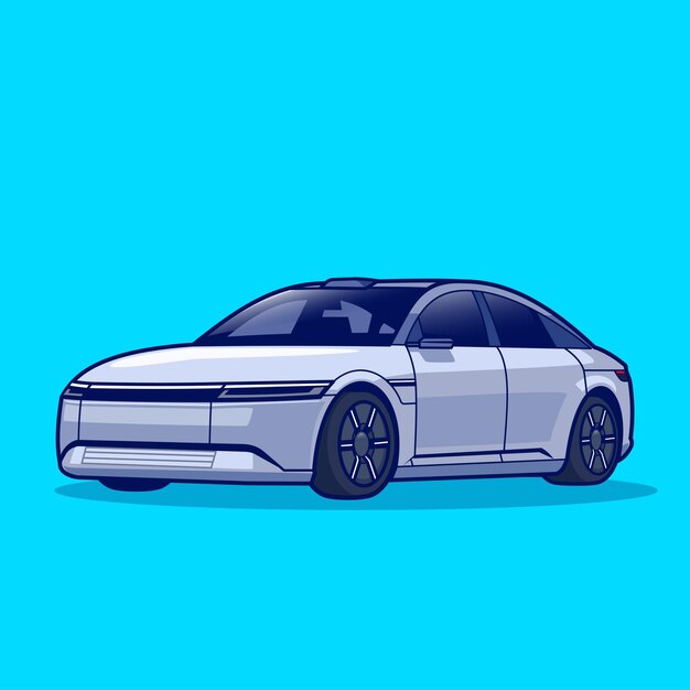 Icono de vector de dibujos animados de automóviles Ilustración de tecnología Icono de transporte Icono de vector plano aislado