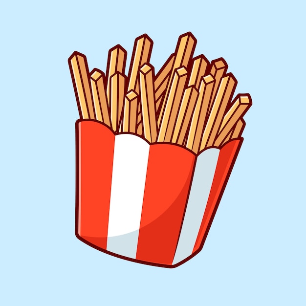Icono de vector de dibujos animados de patatas fritas Ilustración Icono de comida rápida Vector plano aislado