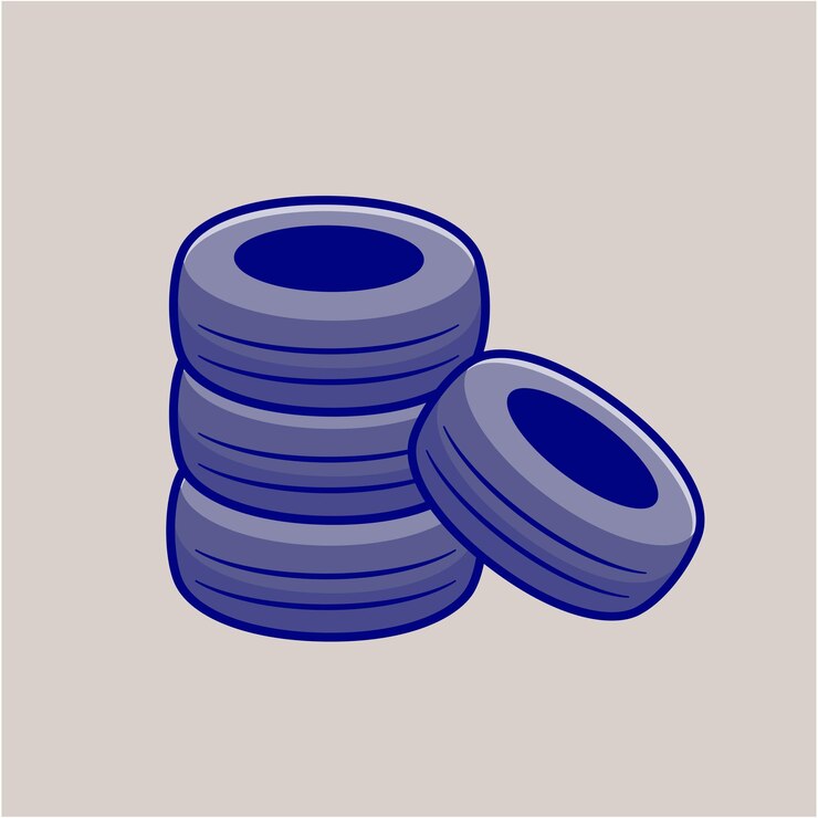 Vector gratuito icono de vector de dibujos animados de pila de neumáticos ilustración de transporte icono de objeto vector plano aislado
