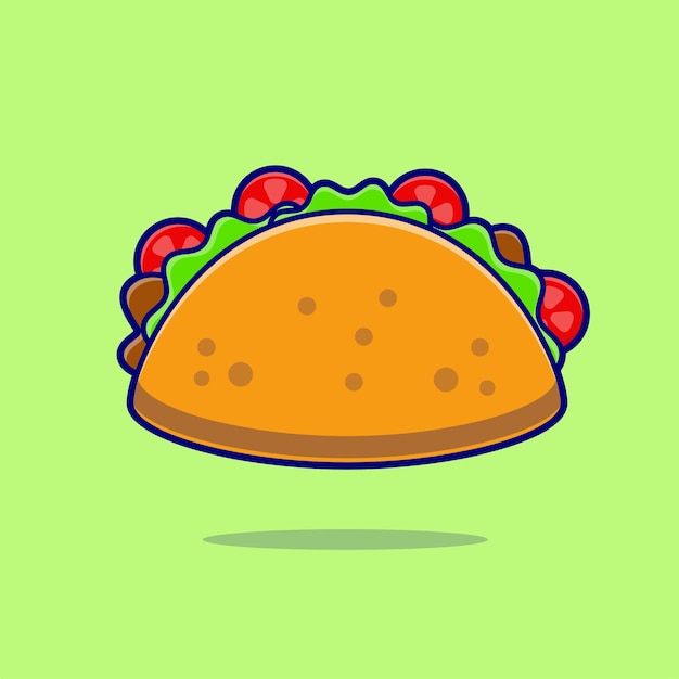 Icono de vector de dibujos animados de Taco Alimentos Ilustración Icono de objeto de alimentos Vector plano aislado
