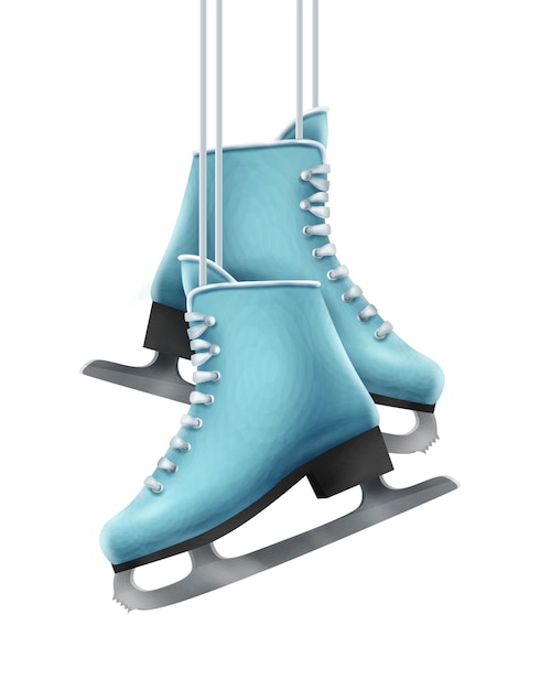 Icono de vector de estilo de dibujos animados. Botas de patinaje sobre hielo. Aislado sobre fondo blanco.