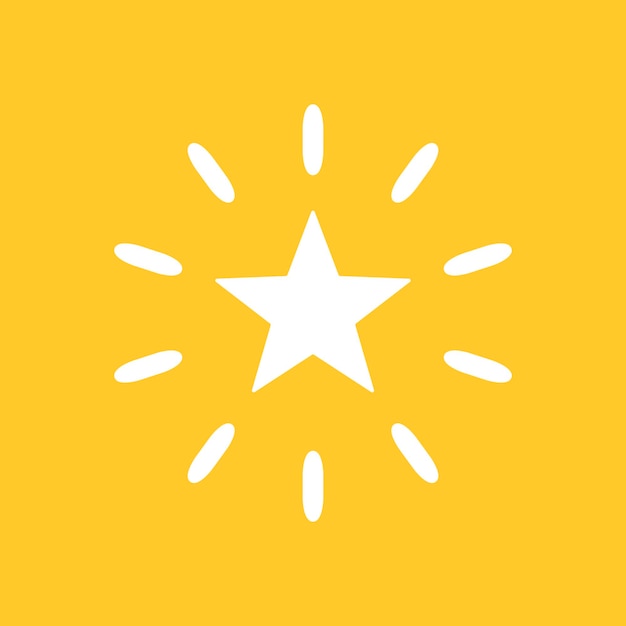 Icono de vector de estrellas brillantes en estilo simple sobre fondo amarillo