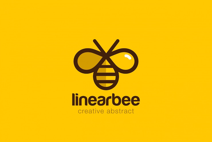 Vector gratuito icono de vector lineal de logotipo de abeja.
