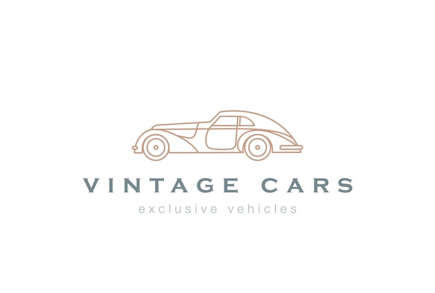 Icono de vector lineal de logotipo abstracto de coches de época