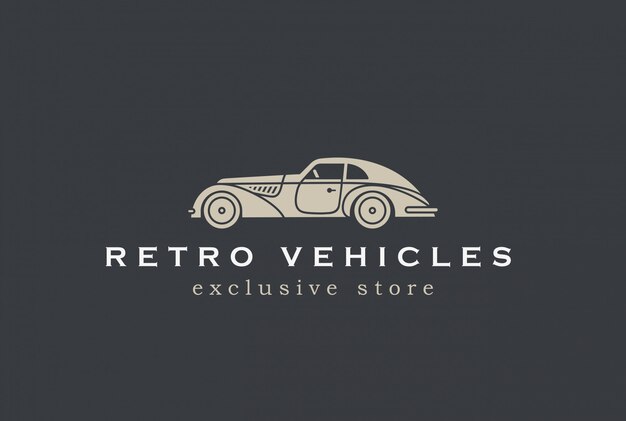 Icono de vector de logotipo de coche retro