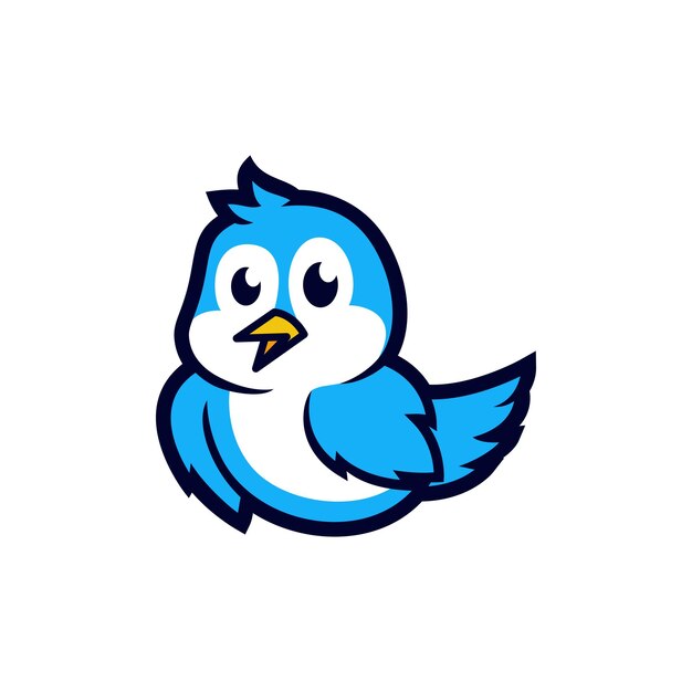 Icono de vector de mascota lindo pájaro