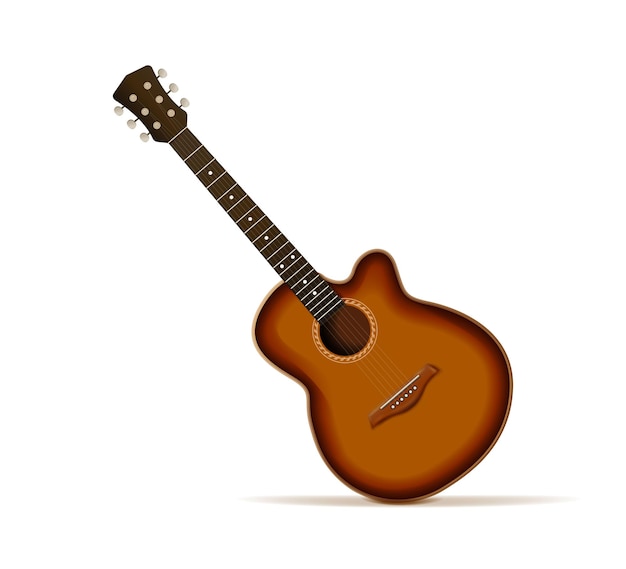 Icono de vector realista. aislado sobre fondo blanco. guitarra acustica. concepto de música clásica.
