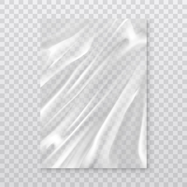 Icono de vector realista película de polietileno sobre fondo transparente película de plástico transparente