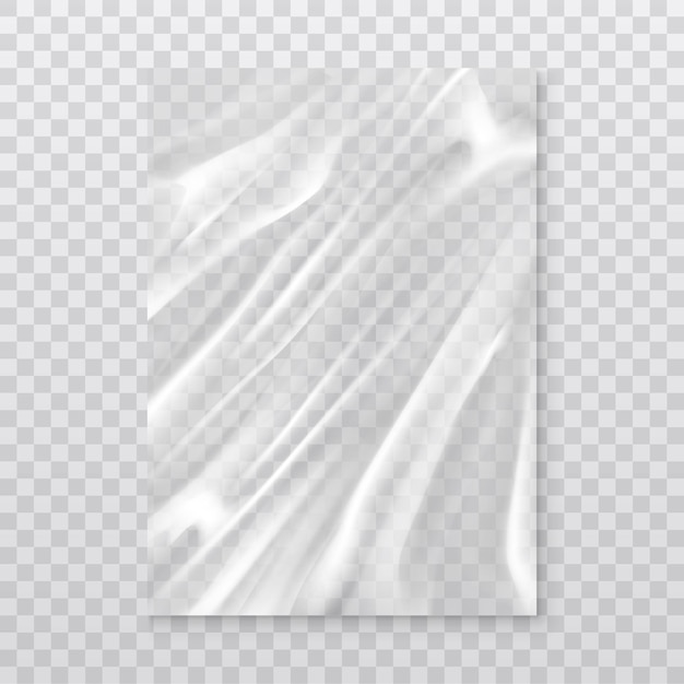 icono de vector realista Película de polietileno sobre fondo transparente Película de plástico transparente