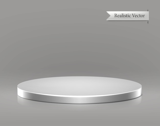 Icono de vector soporte de podio brillante plata para anuncio aislado sobre fondo blanco