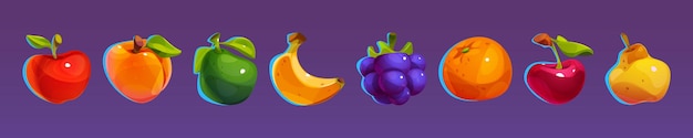 Icono de vector de tragamonedas de frutas de casino para el juego Match 3