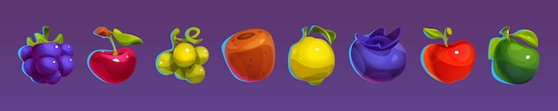 Icono de vector de tragamonedas de frutas de casino para el juego Match 3