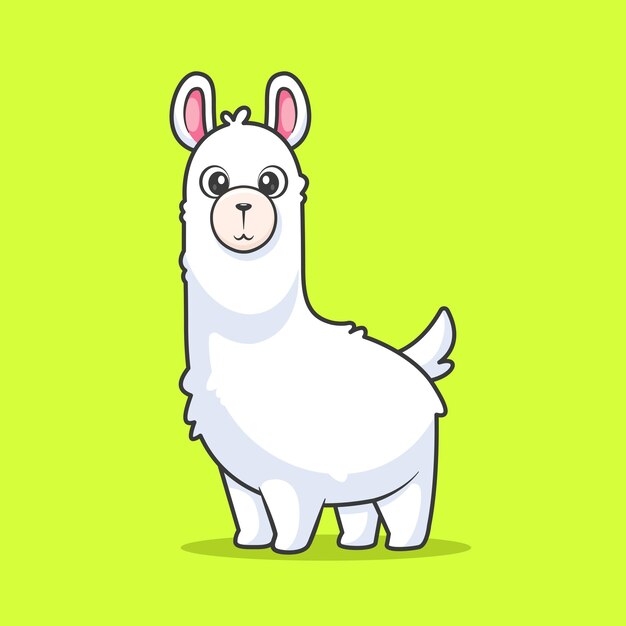 El icono vectorial de dibujos animados de la alpaca llama Ilustración del icono de la naturaleza animal Vector plano aislado