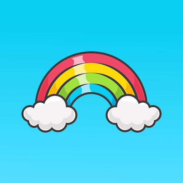 Icono vectorial de dibujos animados de arco iris en la nube Ilustración Icono de objeto de la naturaleza Vector plano aislado