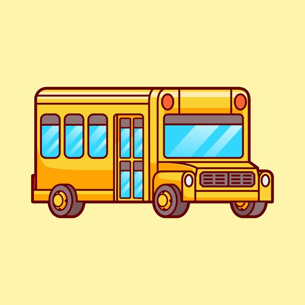Icono vectorial de dibujos animados de autobús escolar Ilustración Educación Icono de transporte Icono plano aislado