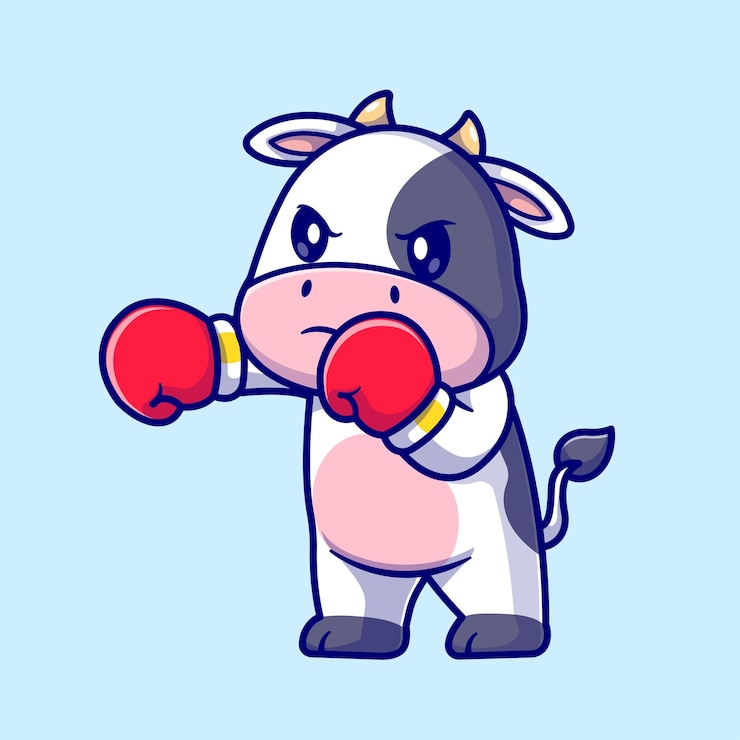 Vector gratuito icono vectorial de dibujos animados de boxeo de vacas lindo ilustración icono deportivo de animales vector plano aislado