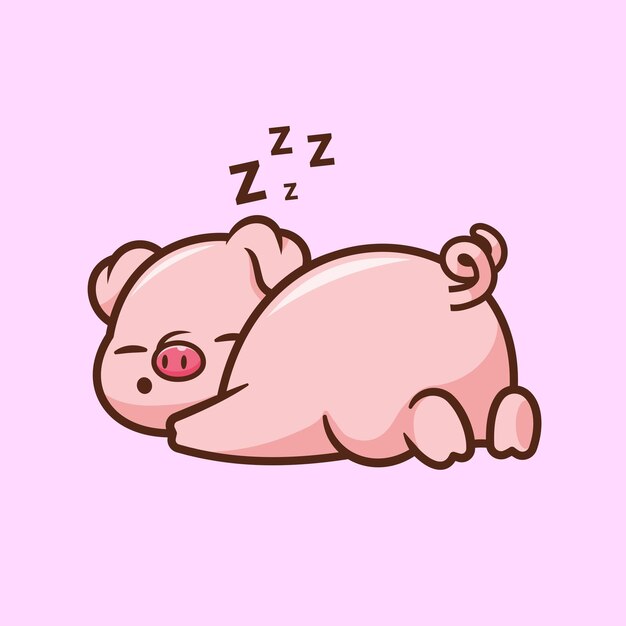 Icono vectorial de dibujos animados de cerdo dormido Ilustración Icono de naturaleza animal Vector plano aislado