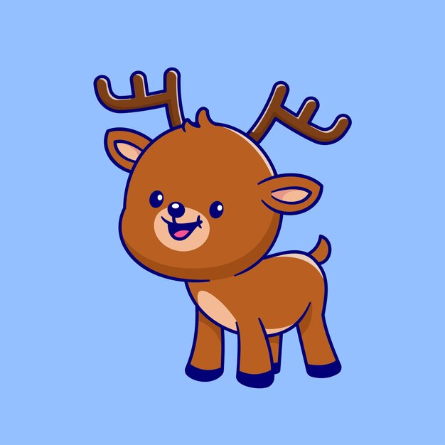 Icono vectorial de dibujos animados de ciervos lindos Ilustración Icono de naturaleza animal Vector plano aislado