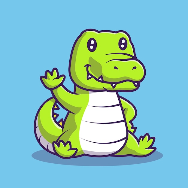 El icono vectorial de dibujos animados del cocodrilo que agita la mano Ilustración del icono de la naturaleza animal Vector plano aislado